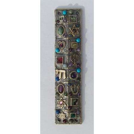 Michal Golan Abalone, Amethyst, Garnet, Turquoise Mezuzah、mySite、topwebapps
