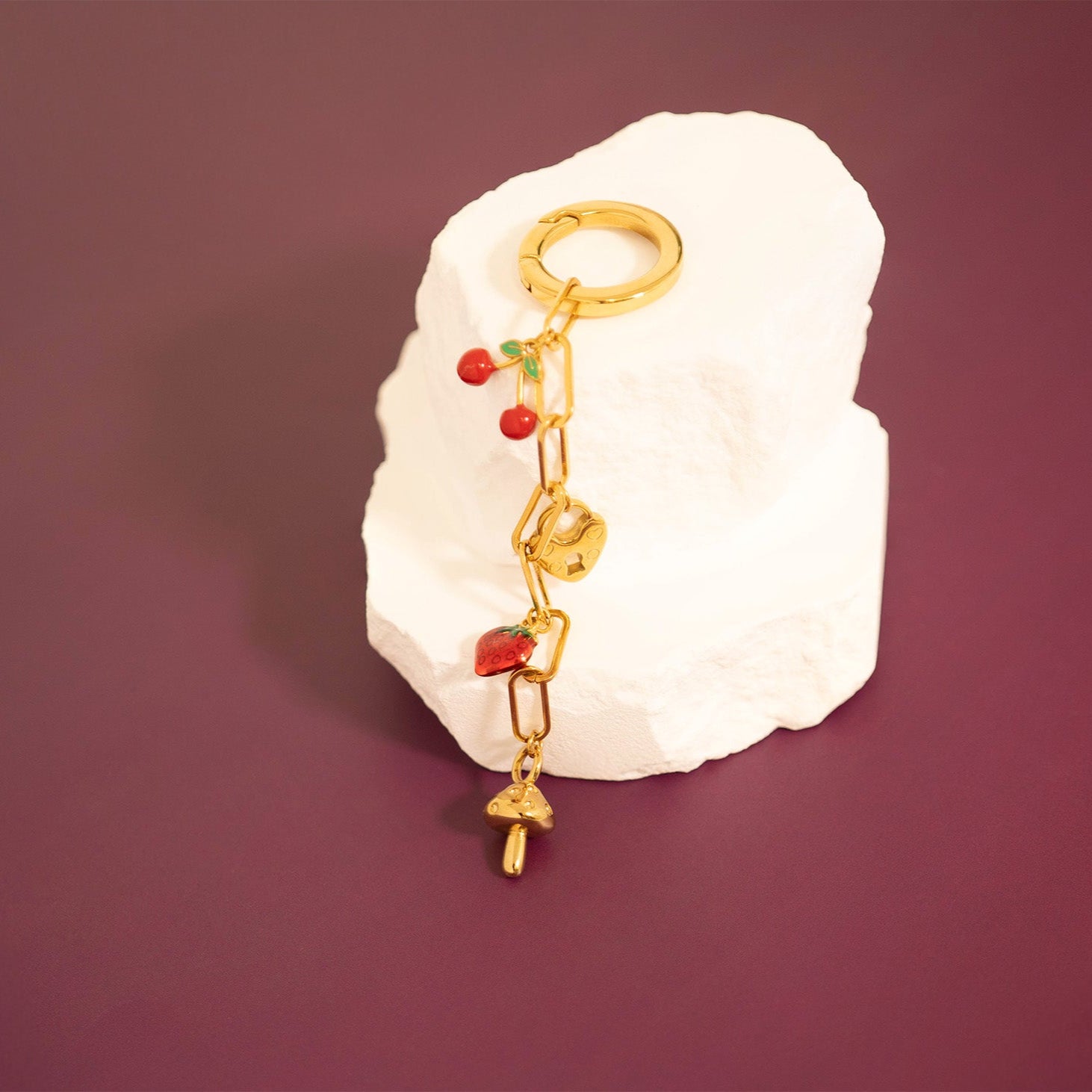 18K Gold PVD Stainless Steel Epoxy Cherry Charm / PDL0279、mySite、dreamappss