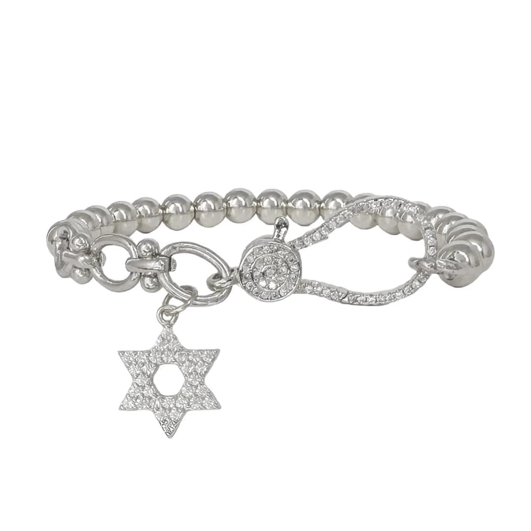 Larisa Crystal Star of David Stretch Bracelet - Silver、mySite、topwebapps