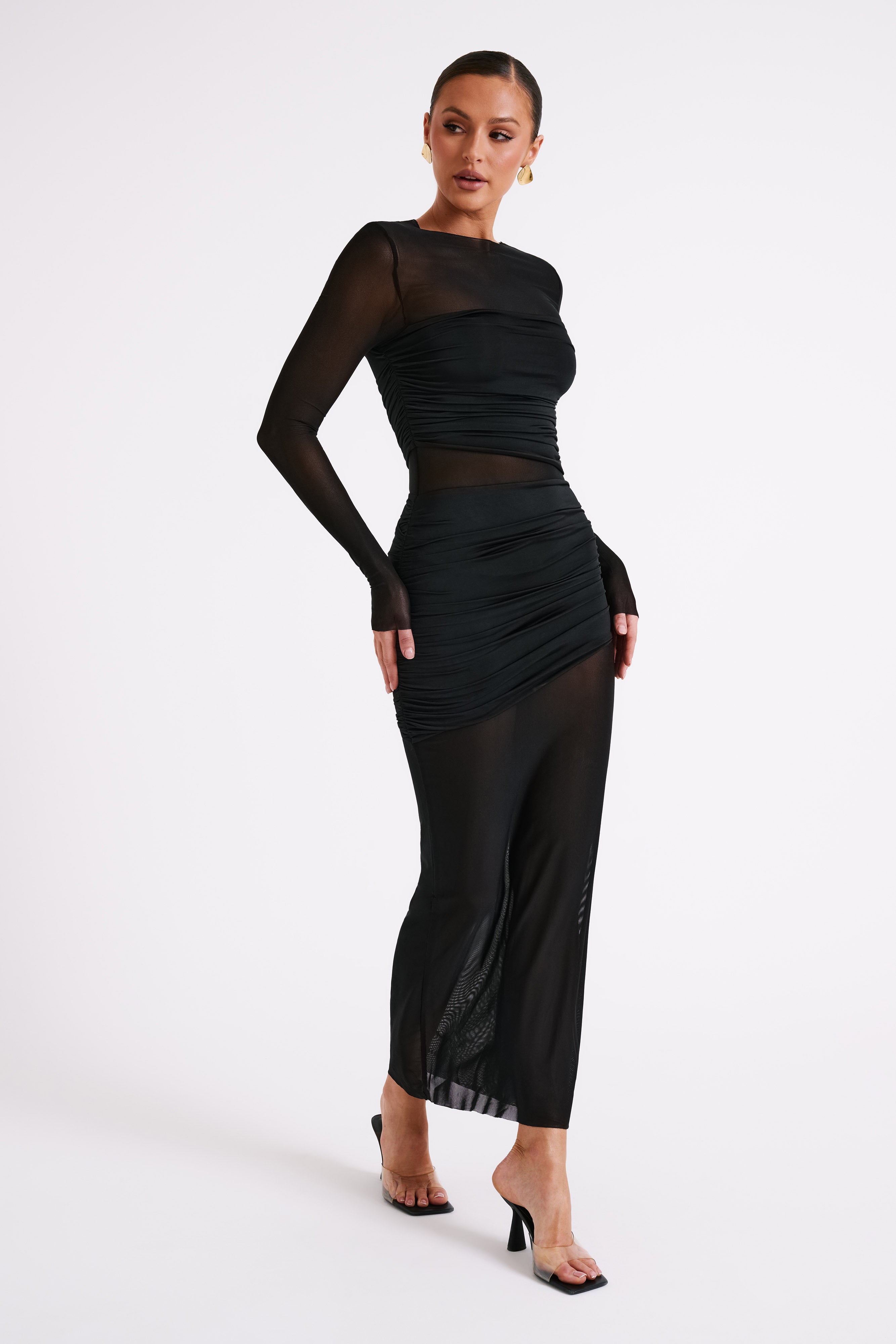 Kate Mesh And Nylon Maxi Dress - Black、mySite、solidvoid