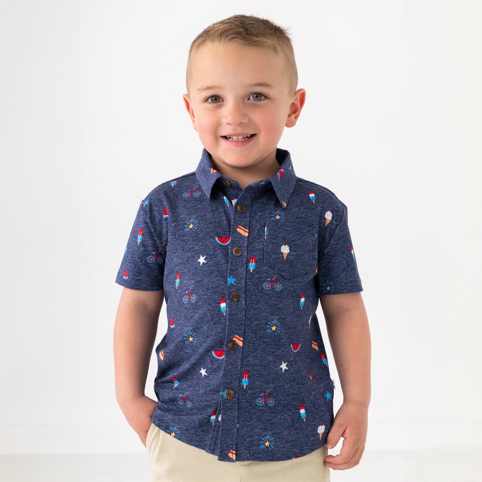 Summer Celebrations Button Down Polo、mySite、g9winljtr