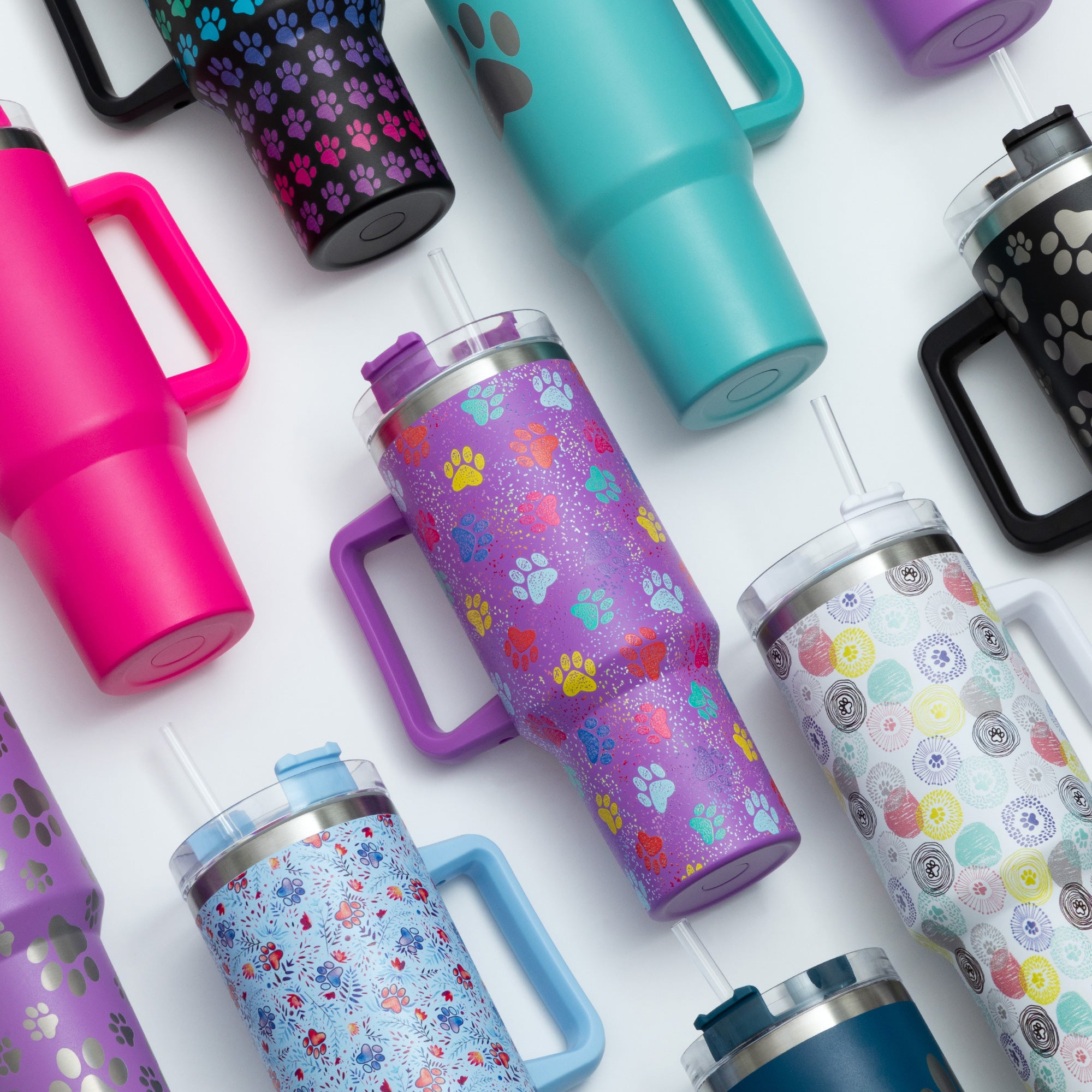 Paw Print Vacuum Sealed Stainless Steel Tumbler - 40 oz、mySite、camillekostekn