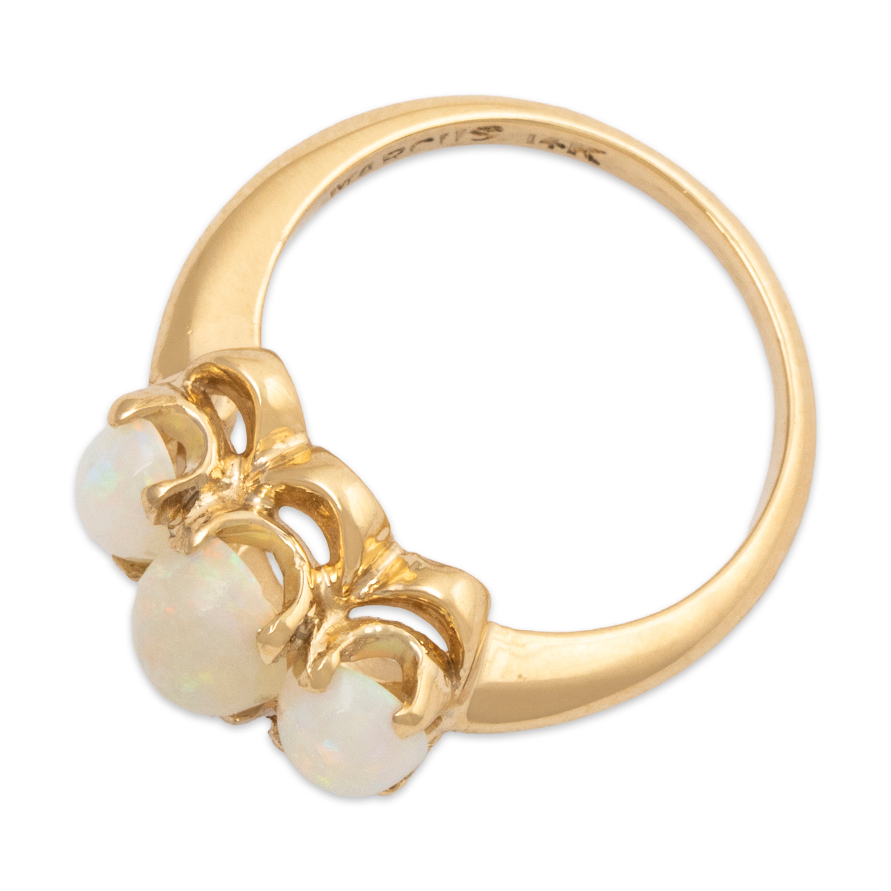 Vintage 14k Yellow Gold 1.2cttw Opal Rainbow Flashing Trio Ring 4.25、mySite、hinf8tx79