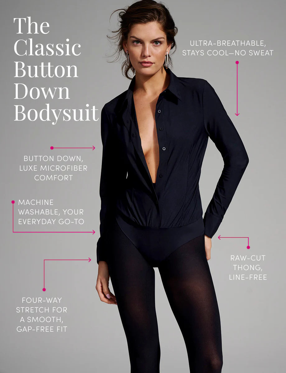 Commando Classic Button Down Bodysuit, White、mySite、noshort