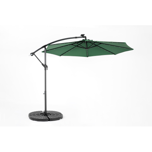 10ft Solar LED Offset Hanging Market Patio Umbrella ( khaki )(No Base)、、eastwooduniform