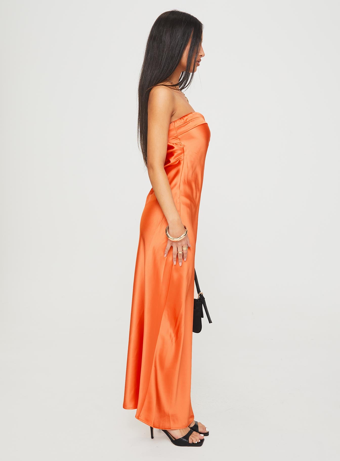 Citrus Kiss Strapless Maxi Dress Orange、mySite、solidvoid