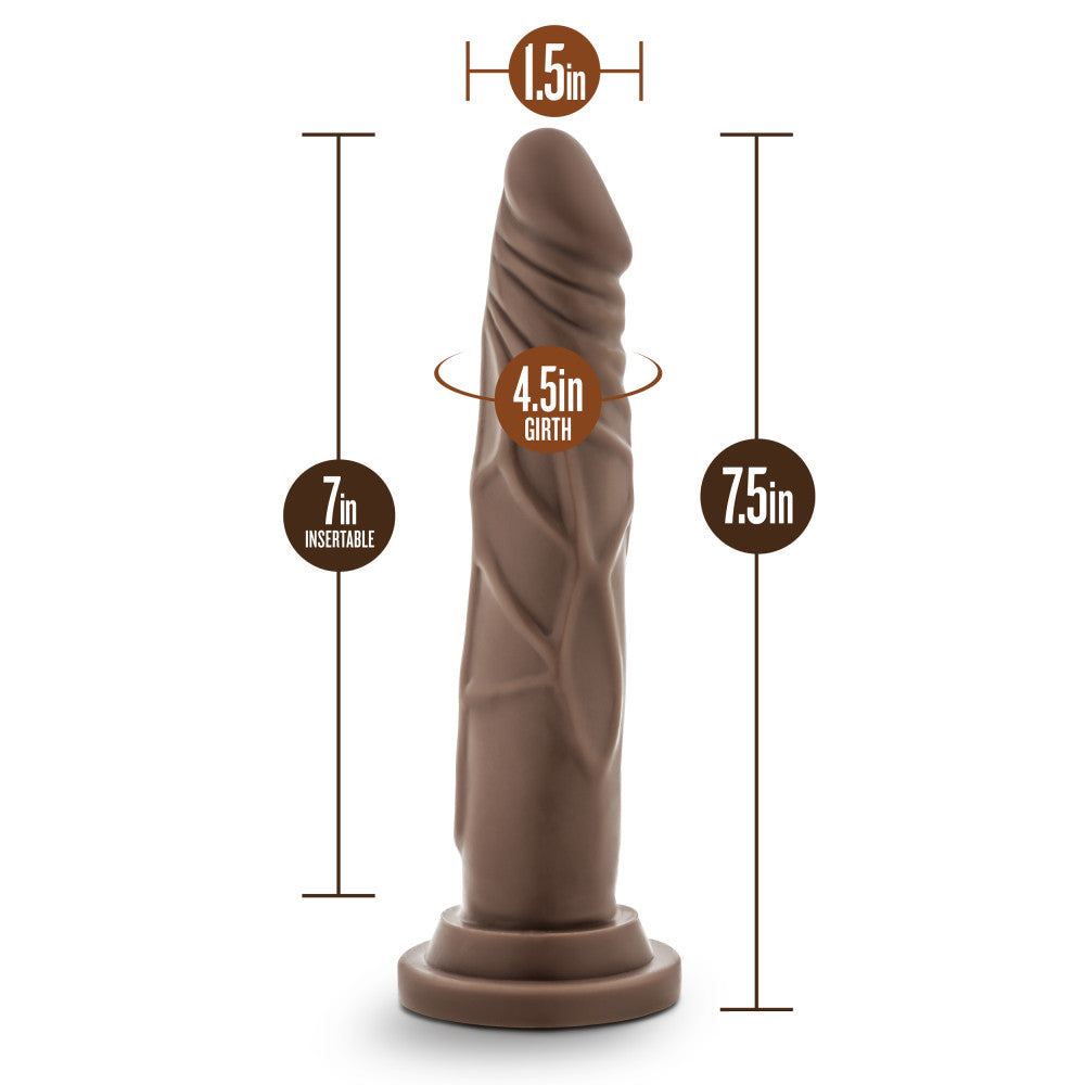 Dr. Skin Silicone By Blush® | Dr. Carter Realistic Chocolate 7.5-Inch Long Dildo With Suction Cup Base、mySite、bottomscart