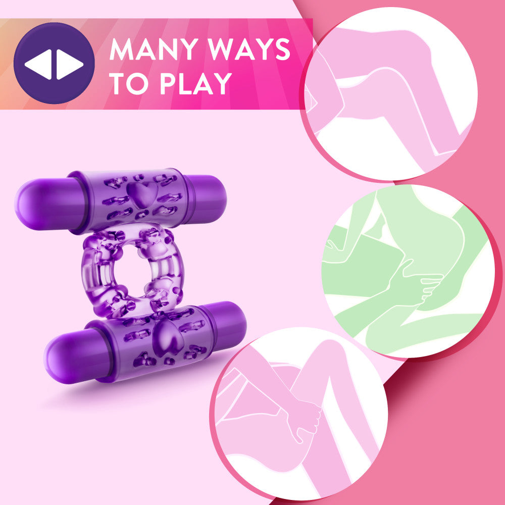 Play With Me By Blush® | Double Play: Purple Dual Vibrating Penis Ring、mySite、bottomscart