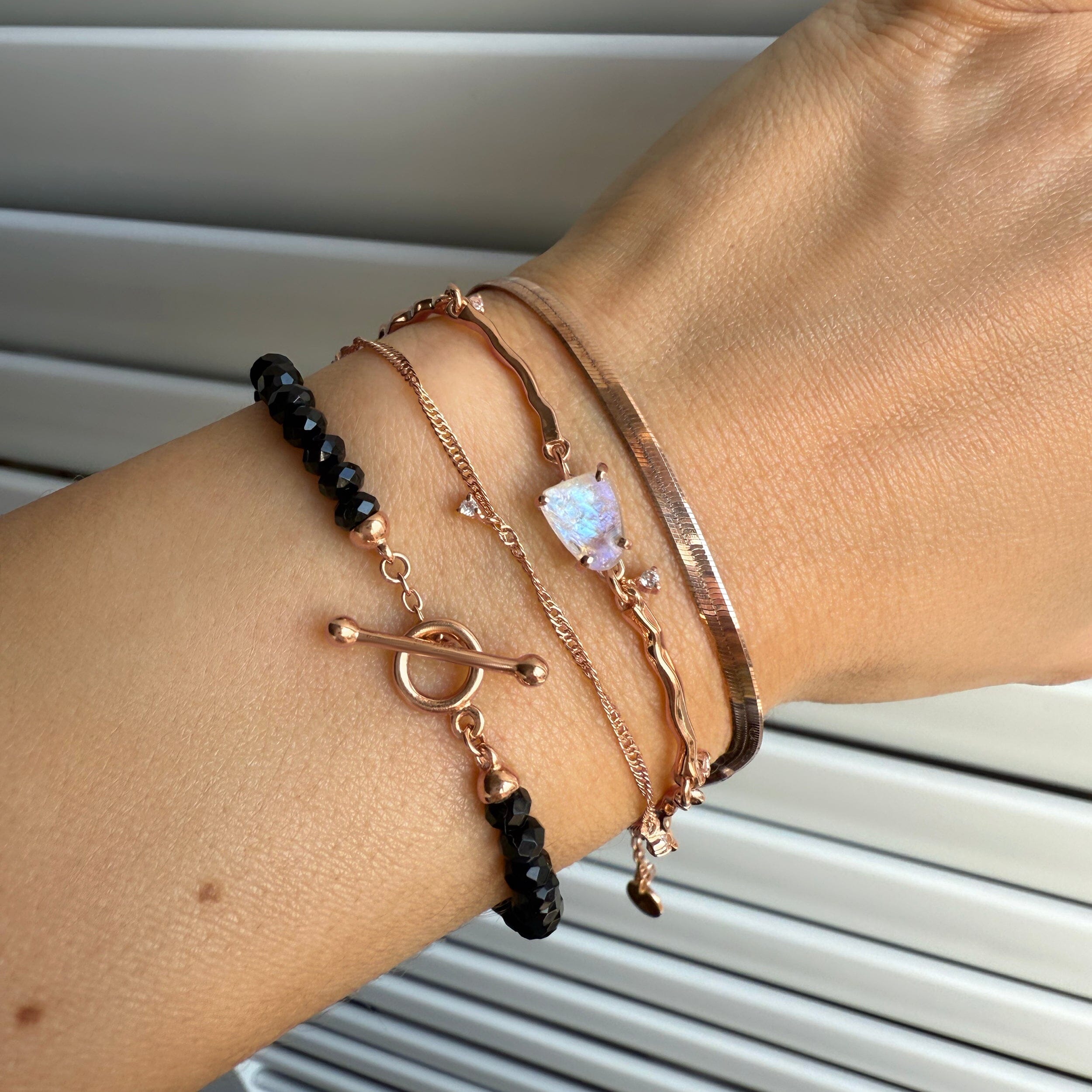 Black Obsidian & Moonstone Bracelet Stack - Deeply Connected、mySite、hinf8tx79