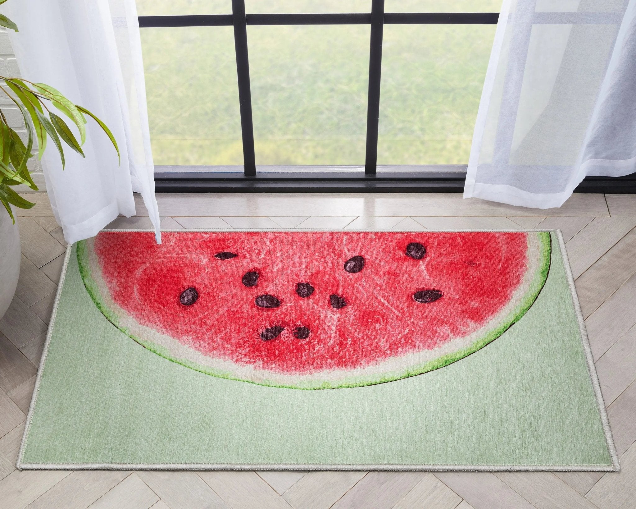 Half Watermelon Novelty Red Lime Flat-Weave Rug、mySite、gigharbornorthrealestate