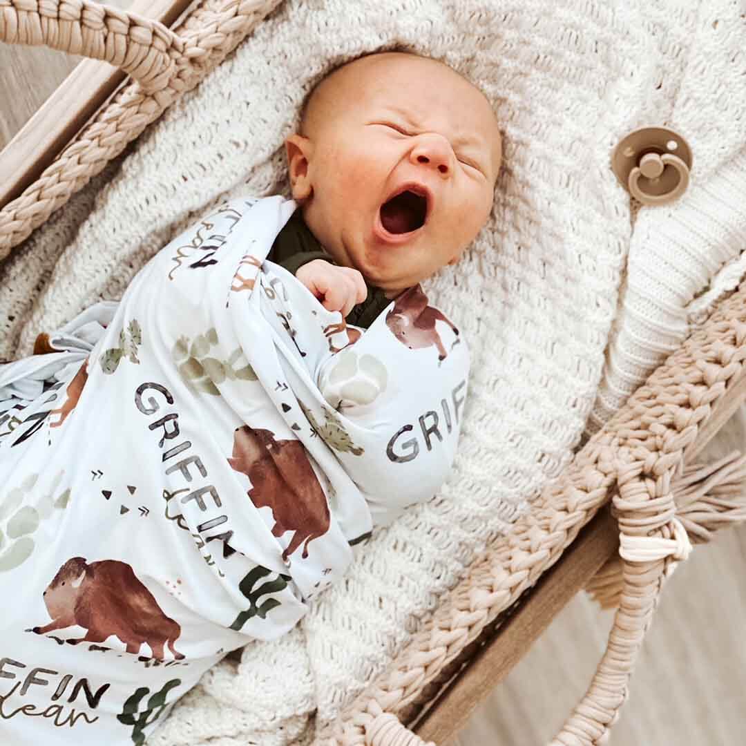  Blake's Bison Personalized Baby Name Swaddle Blanket、mySite、layawaytickets