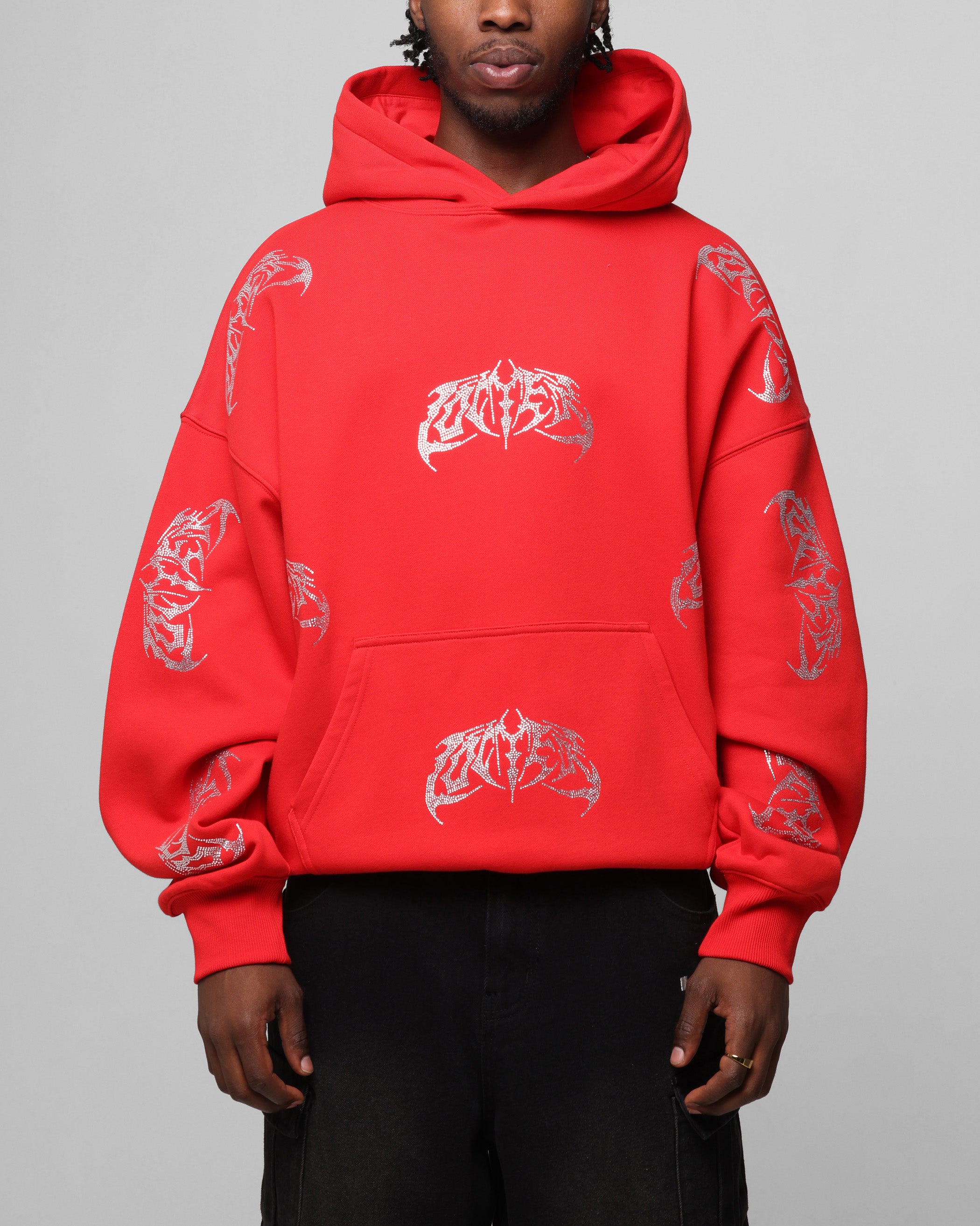 Loiter Metal Rhinestone Hoodie Red、mySite、zt4zffjzw