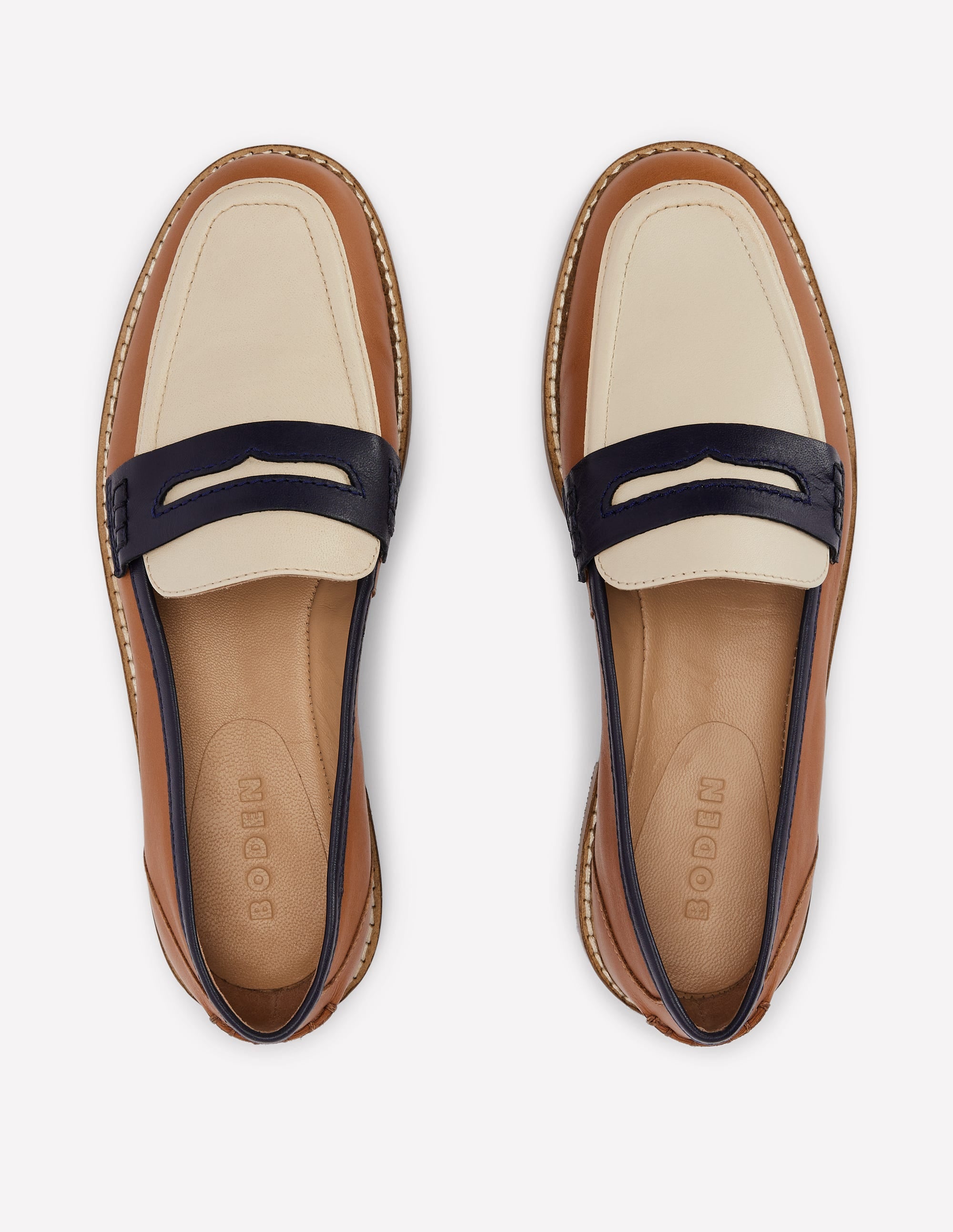  Nya Structured Penny Loafer-Tan Colourblock、mySite、ashleygrahame