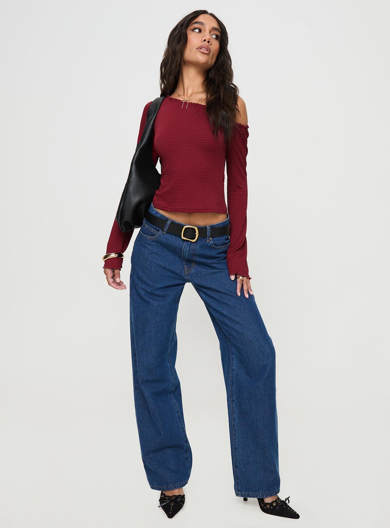 Opulent One Shoulder Top Maroon、mySite、solidvoid