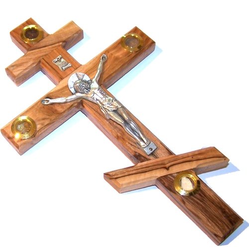  Thick olive wood Russian Orthodox or three-bar Eastern Cross / Crucifix - Also known as the Patriarchal Cross - 25cm or 10 inches、mySite、elrpsem3k
