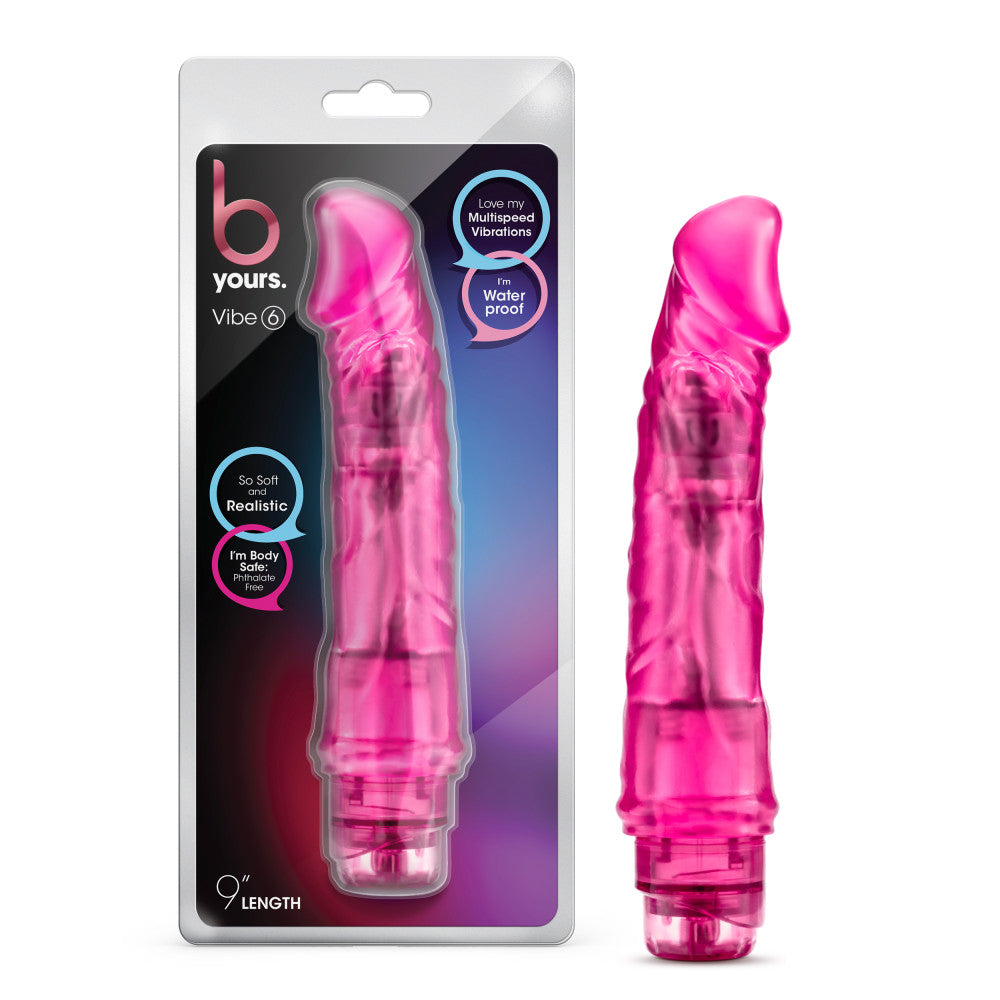 B Yours By Blush® | Vibe 6 Realistic Pink 9.25-Inch Long Vibrating Dildo、mySite、bottomscart