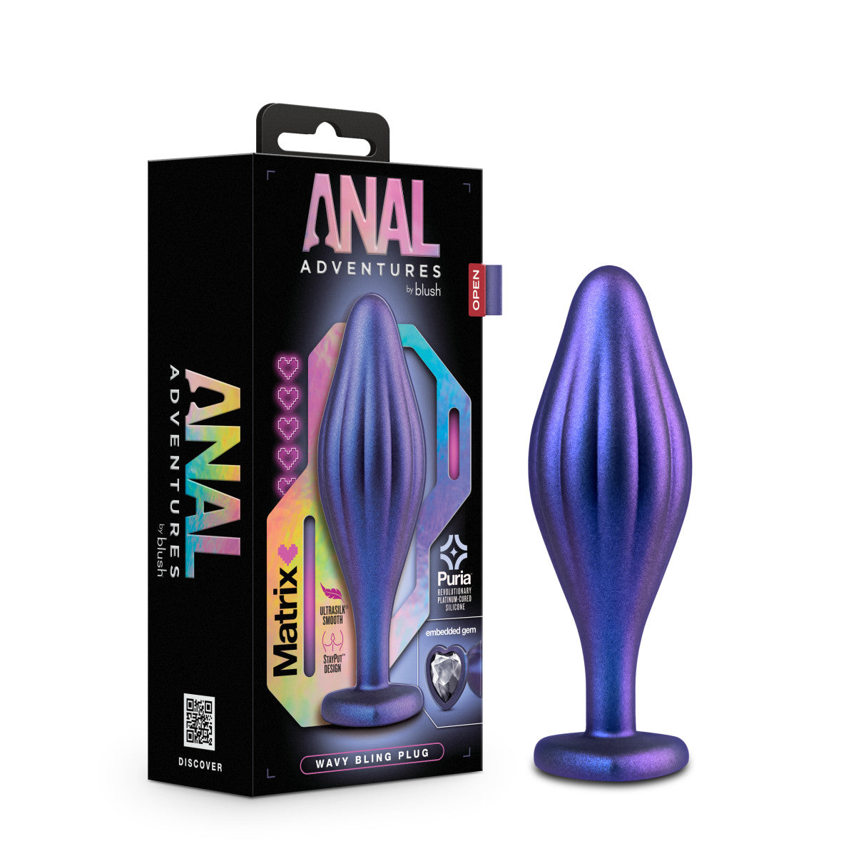 Anal Adventures Matrix By Blush® | Wavy Bling Sapphire 4.5-Inch Anal Plug、mySite、bottomscart