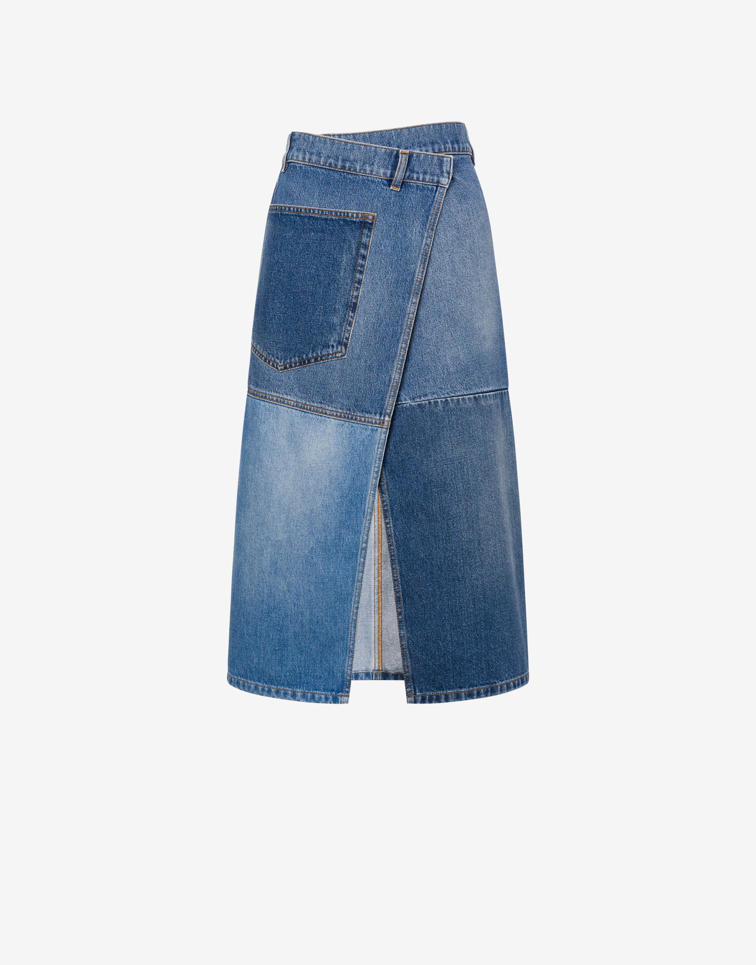 Gonna a portafoglio in denim patchwork、mySite、aoinhome