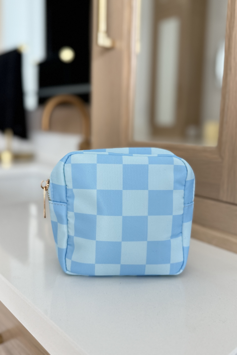 Blue Pop Checkered Pouch-Mini、mySite、hinf8tx79