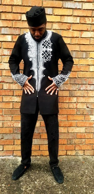 Black Panther African Embroidered Dashiki Jacket Shirt-DPBLKP6、mySite、solidvoid