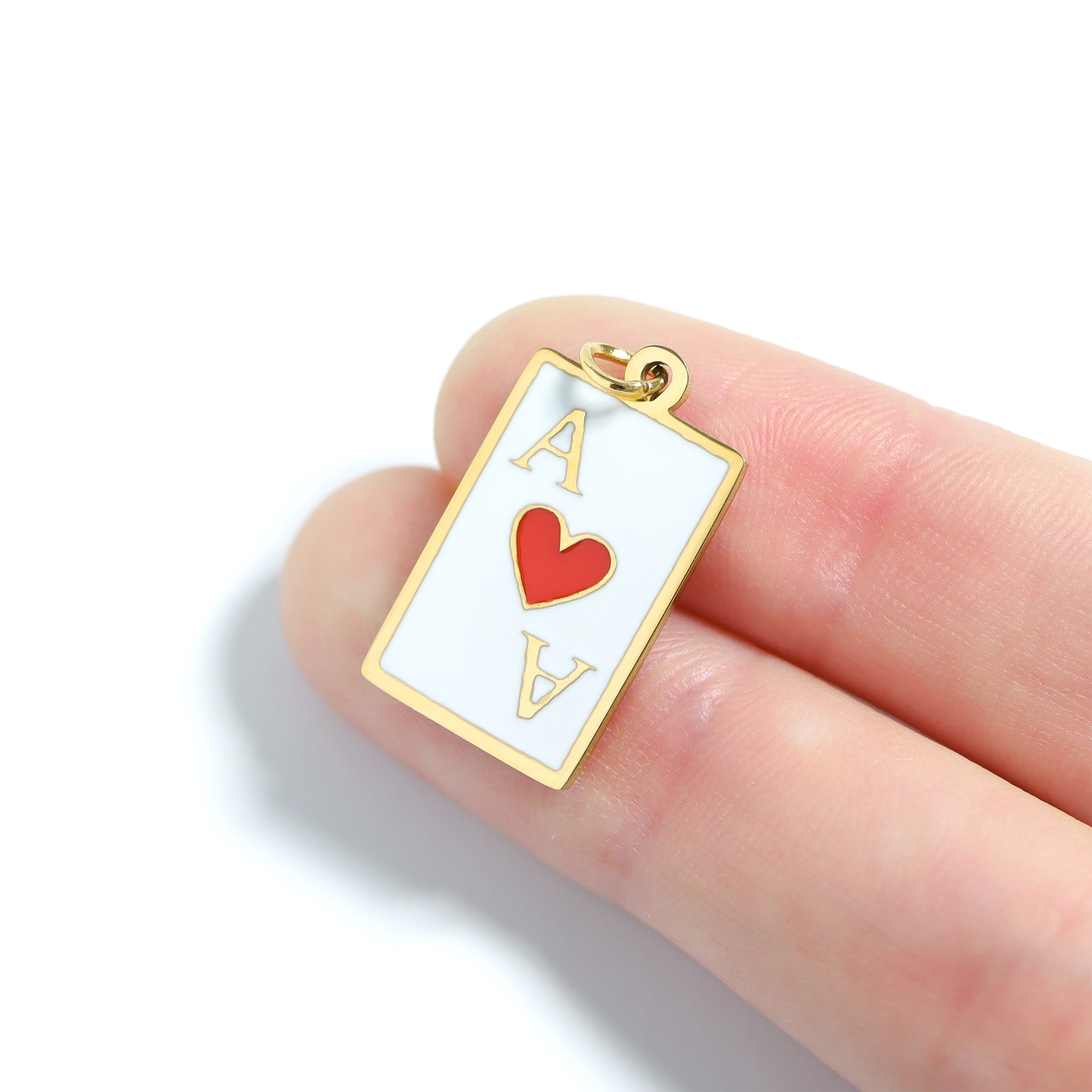 18K Gold PVD Stainless Steel Ace of Hearts Playing Card Pendant / PDL0258、mySite、dreamappss
