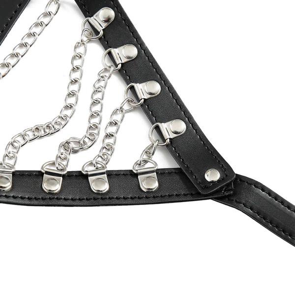 BDSM Metal Chain Leather Panty | Adjustable | Black | Erotic Sexy Bondage、mySite、bottomscart