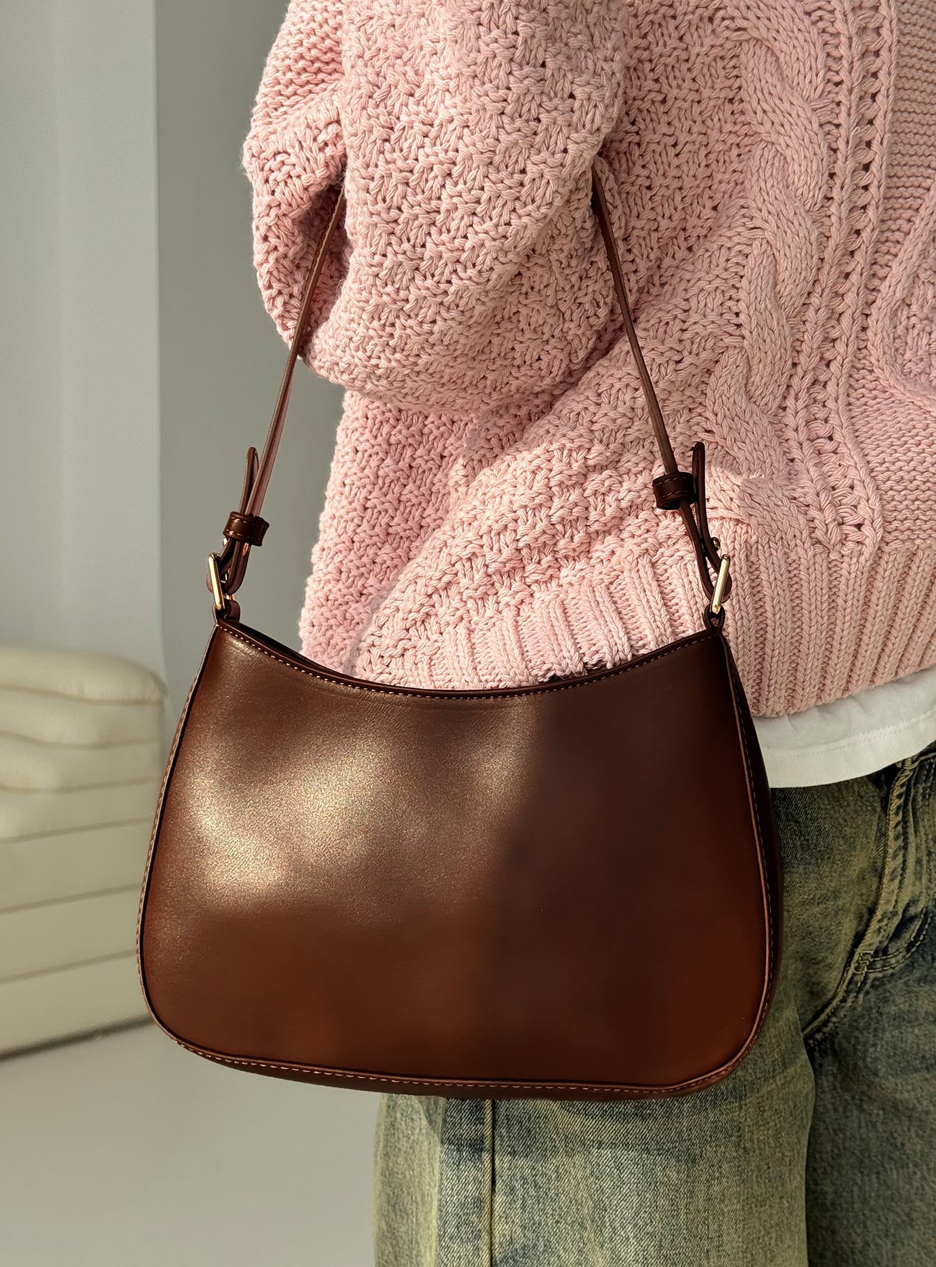 Vesperea Shoulder Bag Chocolate Brown、mySite、solidvoid