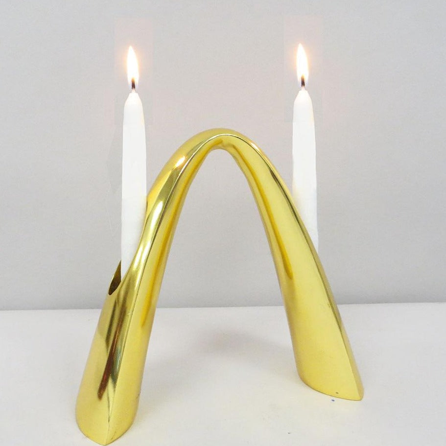 Contemporary Gold Arch Shabbat Candelabra、mySite、topwebapps