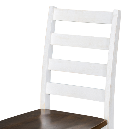 TREXM Rustic Style 6-Piece Dining Room Table Set with 4 Upholstered Chairs & a Bench (Brown + Whitewash)、、casual