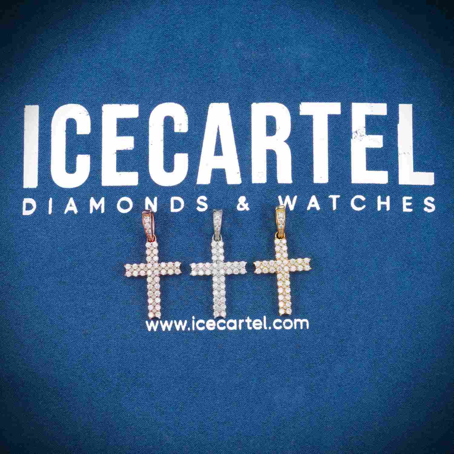 2 Row Moissanite Prong Cross Pendant 14K Gold、mySite、hinf8tx79