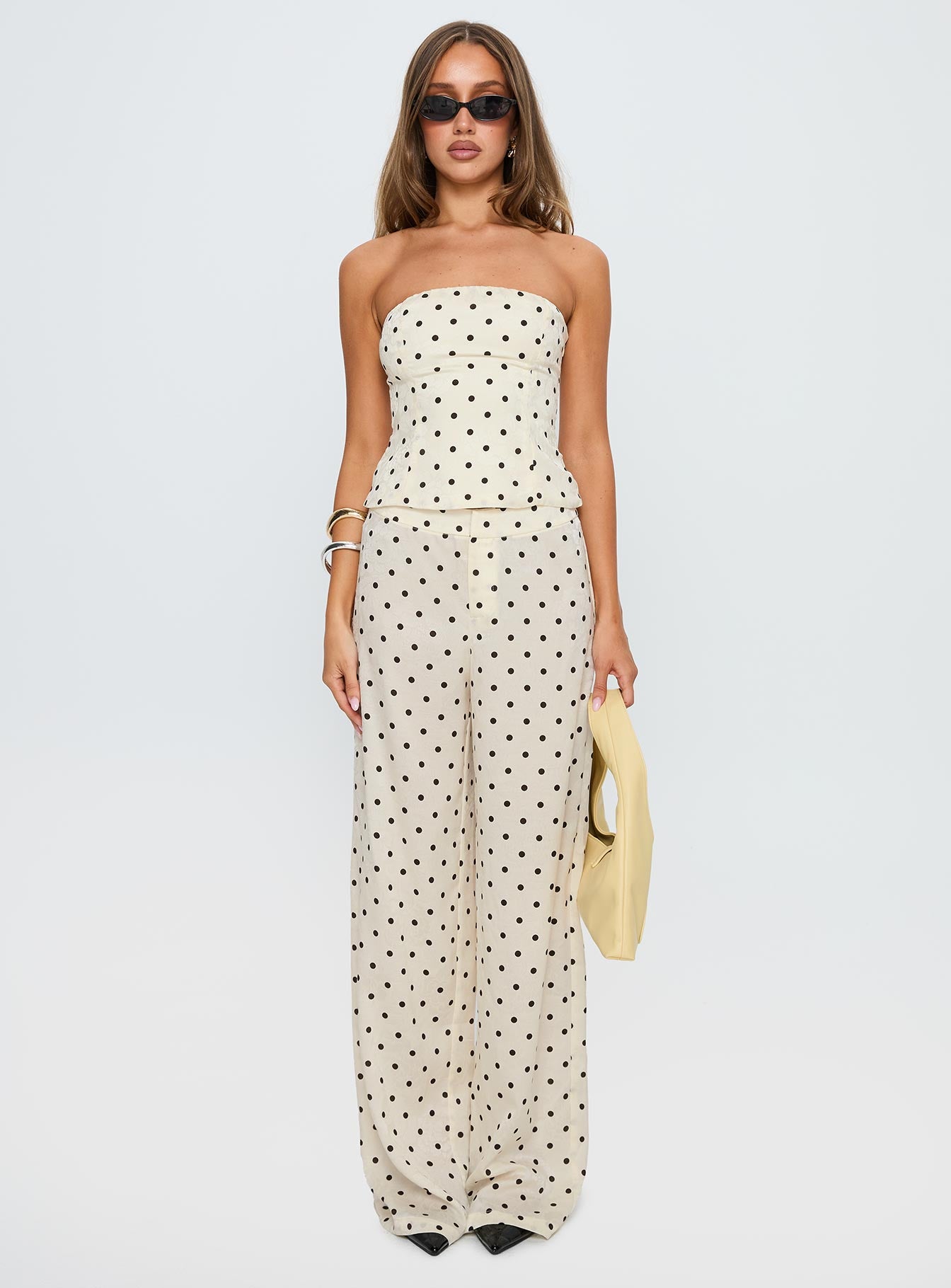 Powdered Sugar Strapless Set Cream Polka、mySite、solidvoid