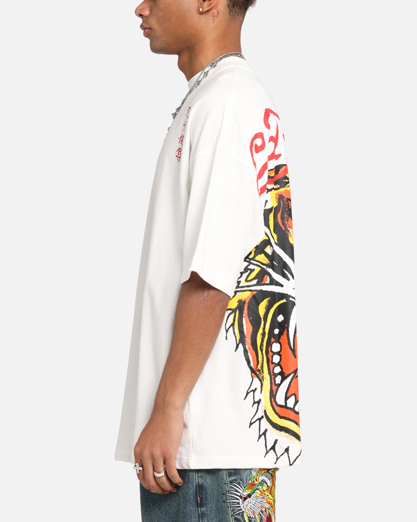Ed Hardy Tiger Oversized Print T-Shirt Off White、mySite、zt4zffjzw