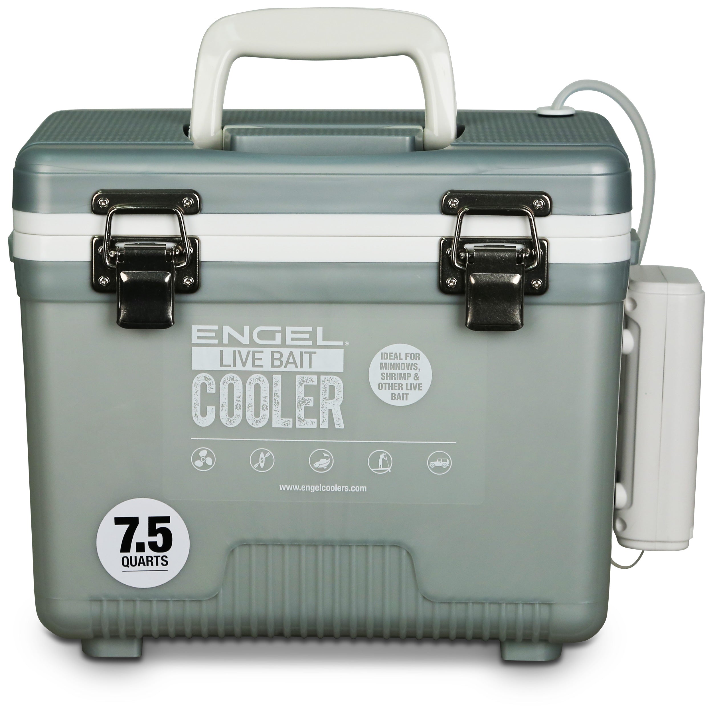 Engel 7.5Qt Live bait Pro Cooler with AP3 Rechargeable Aerator & Stainless Hardware、mySite、noshort