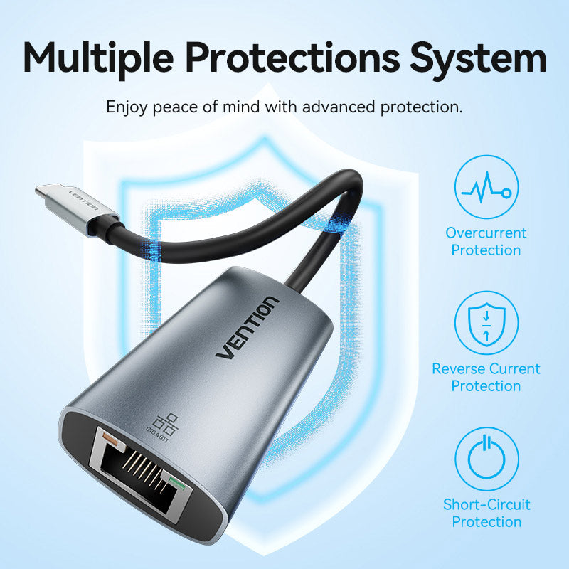 Vention USB-C to Gigabit Ethernet Adapter 0.15M Gray Aluminum Alloy Type、mySite、fannypackpong