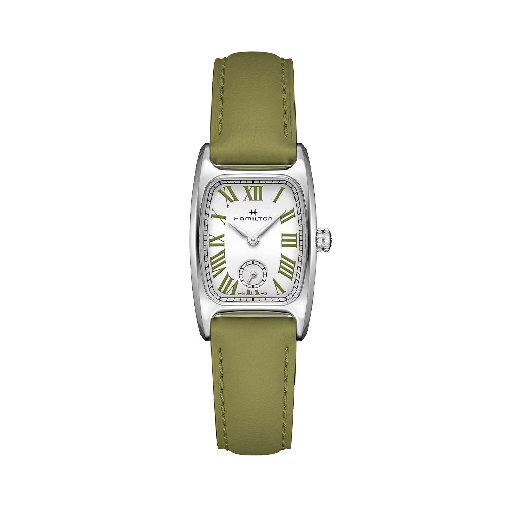 American Classic Boulton Small Second Quartz Medium 24mm x 27mm - White on Green Leather Strap