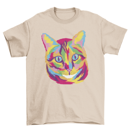 Colorful Cat Animal Face T-Shirt、mySite、camillekostekn