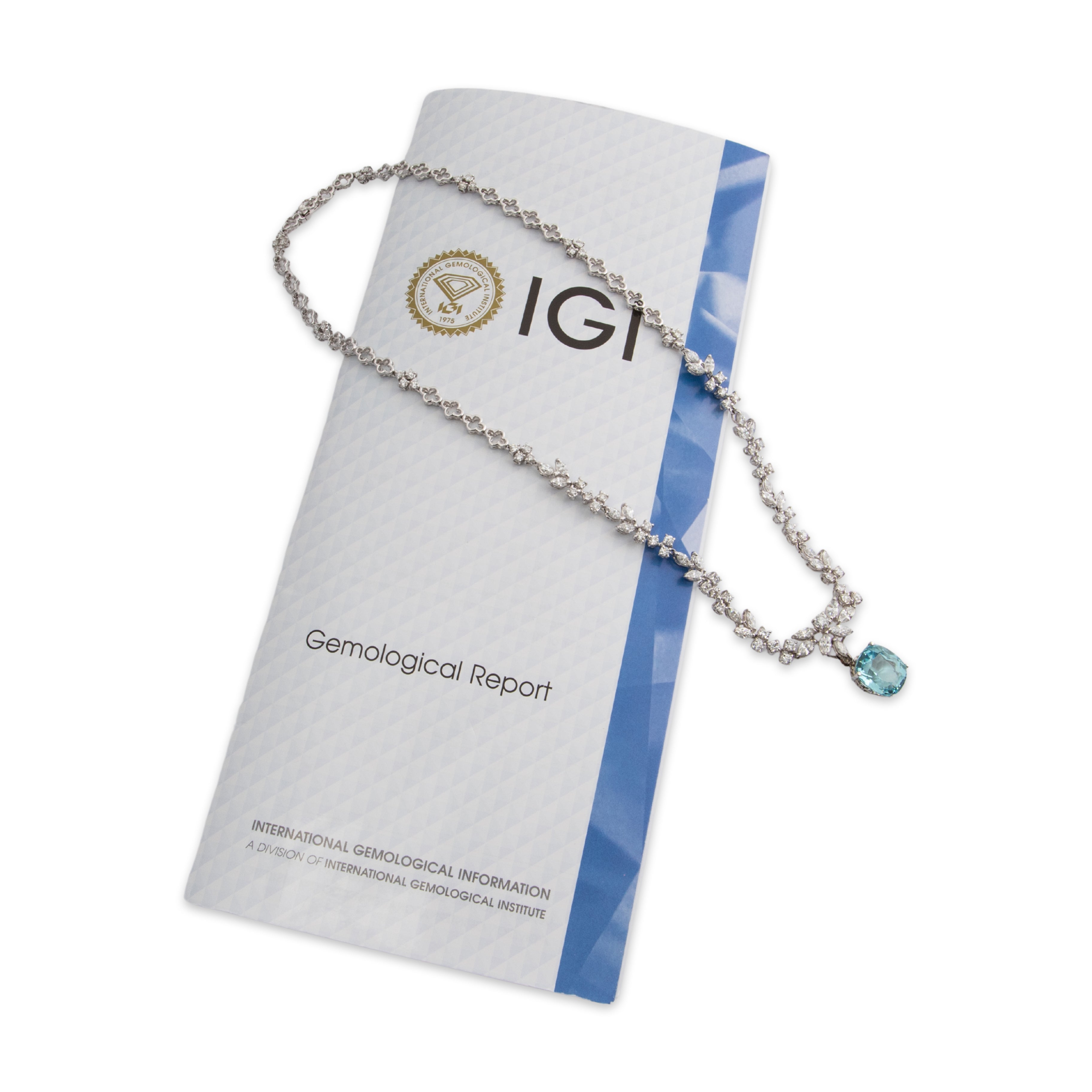 Amazing 18k White Gold 6.1ct Aquamarine 6.5cttw Diamond Statement Necklace 16、mySite、hinf8tx79