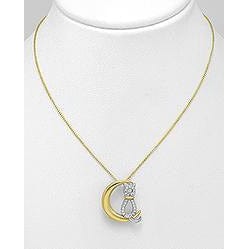 Cat in the Moon Necklaces with CZ in solid 925 Silver, Elegant and Sweet!、mySite、g9winljtr