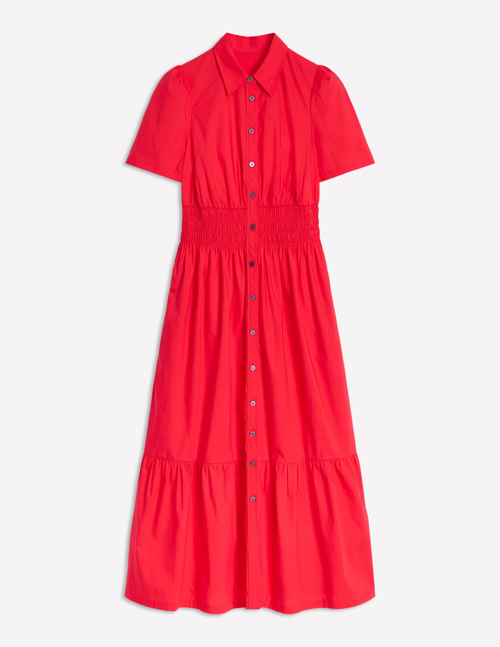  Smocked Waist Shirt Dress-Strawberry Tart Red、mySite、ashleygrahame
