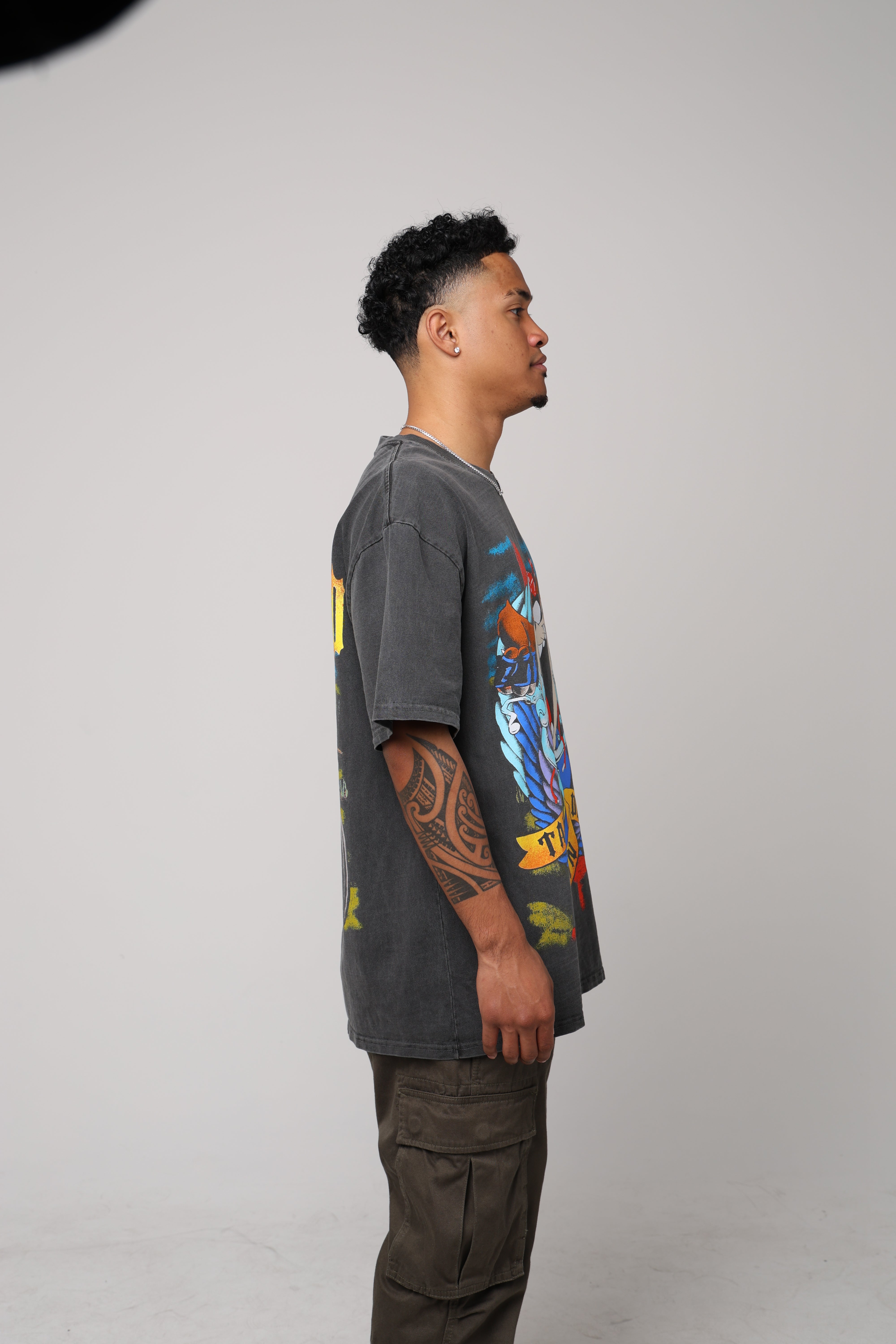 American Thrift X Looney Tunes Taz Motorcycles Heavyweight Vintage T-Shirt Black Wash、mySite、zt4zffjzw