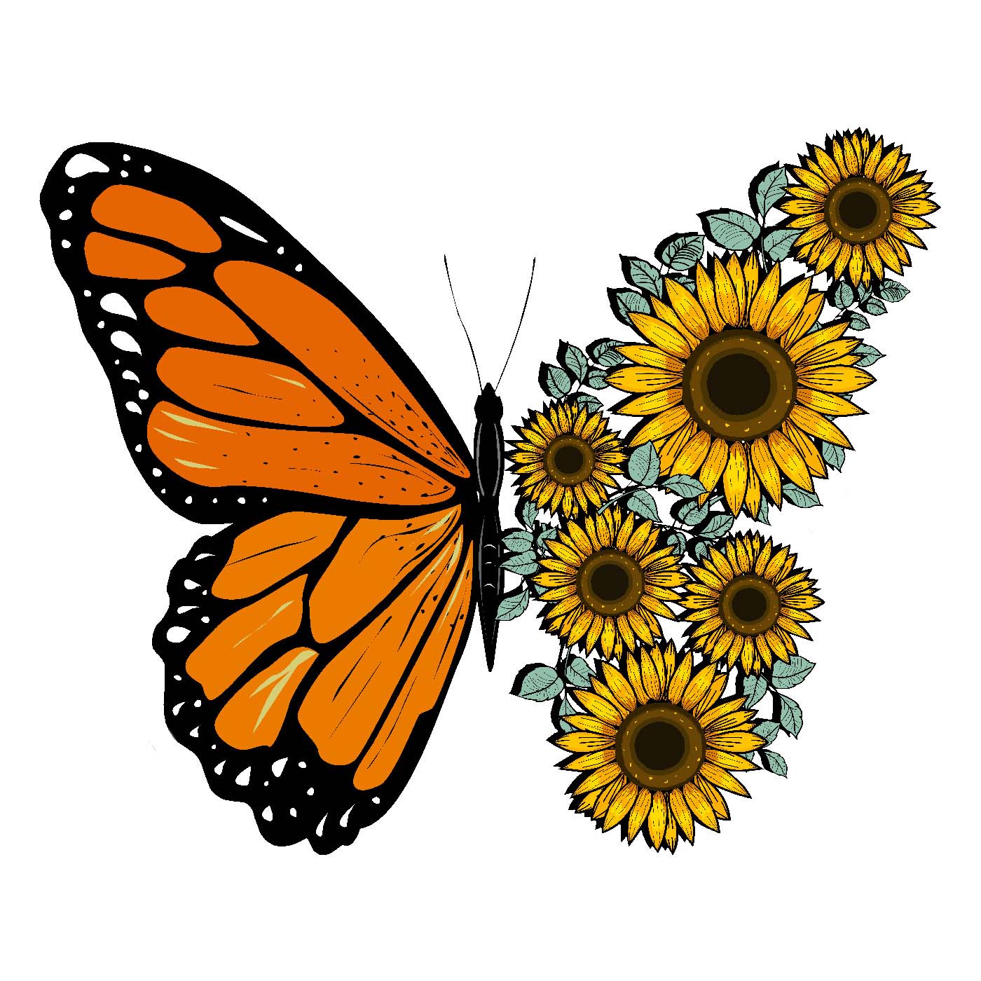  Sunflower Butterfly Vinyl Sticker Decal、mySite、ghnorth
