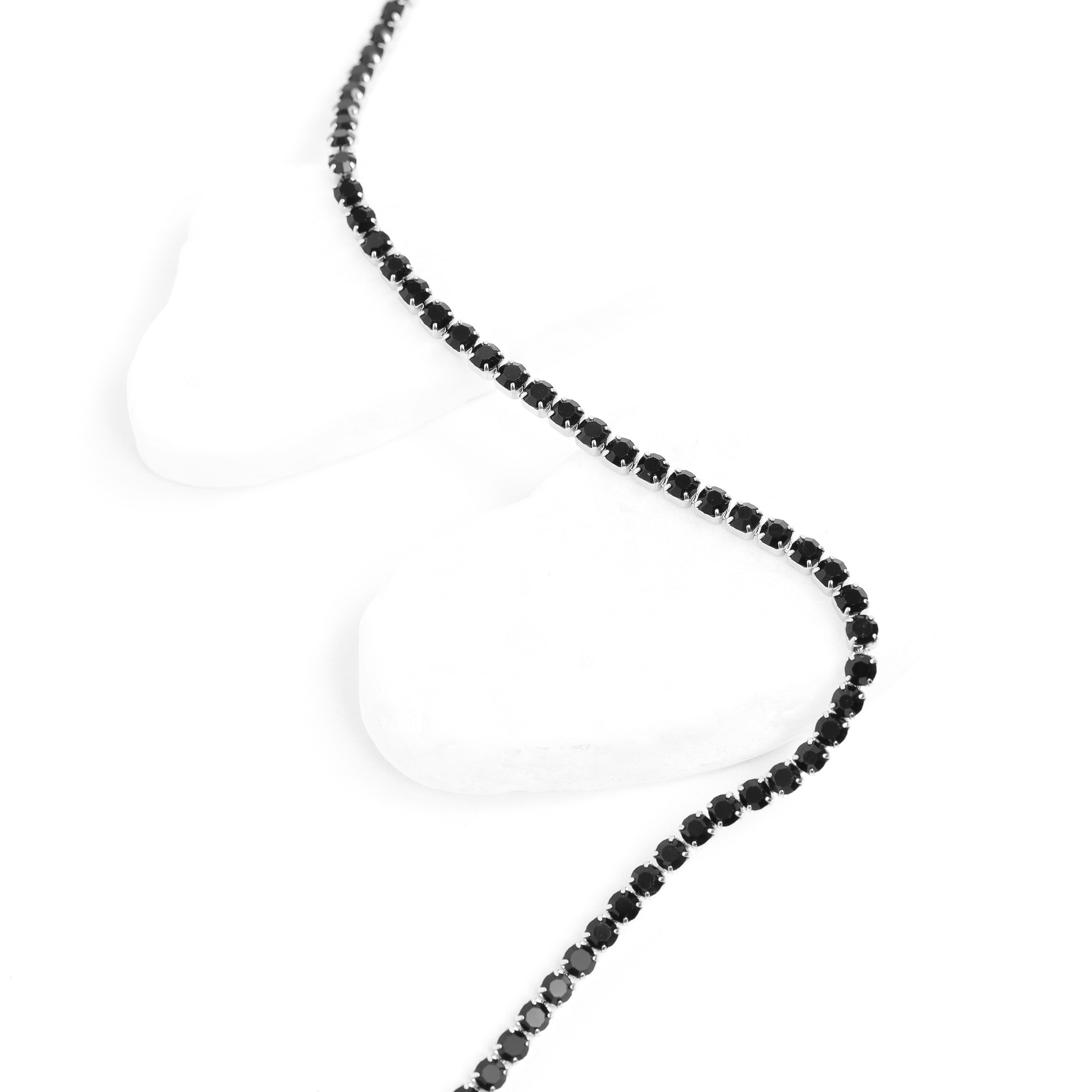 Stainless Steel Jet Rhinestone Tennis Chain Necklace / TNN0003、mySite、dreamappss