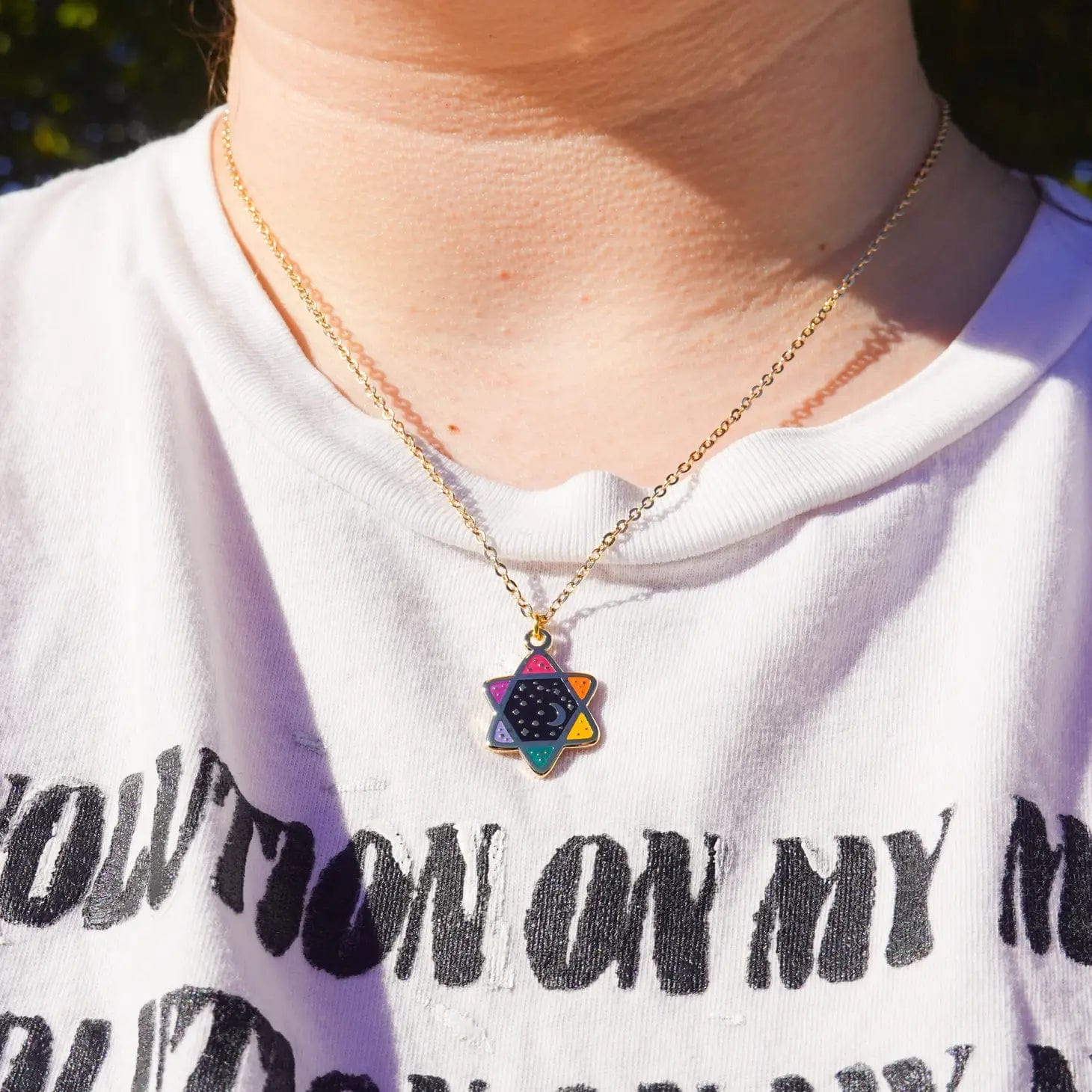Rainbow Cosmic Star of David Necklace - Jewel Tones、mySite、topwebapps