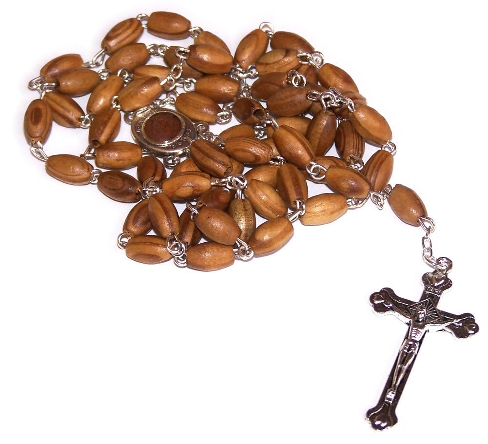  Holy Land Market Olive Wood Rosary with Soil from Bethlehem - with certificate and velvet bag、mySite、elrpsem3k