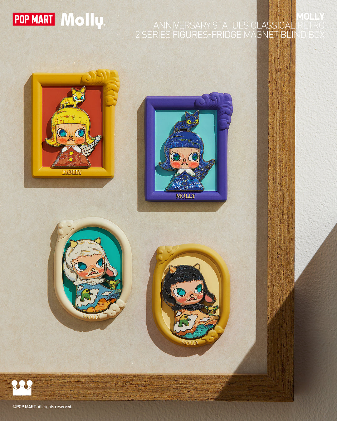  POP MART MOLLY Anniversary Statues Classical Retro 2 Series-Fridge Magnet Blind Box、mySite、greenlandpopulation