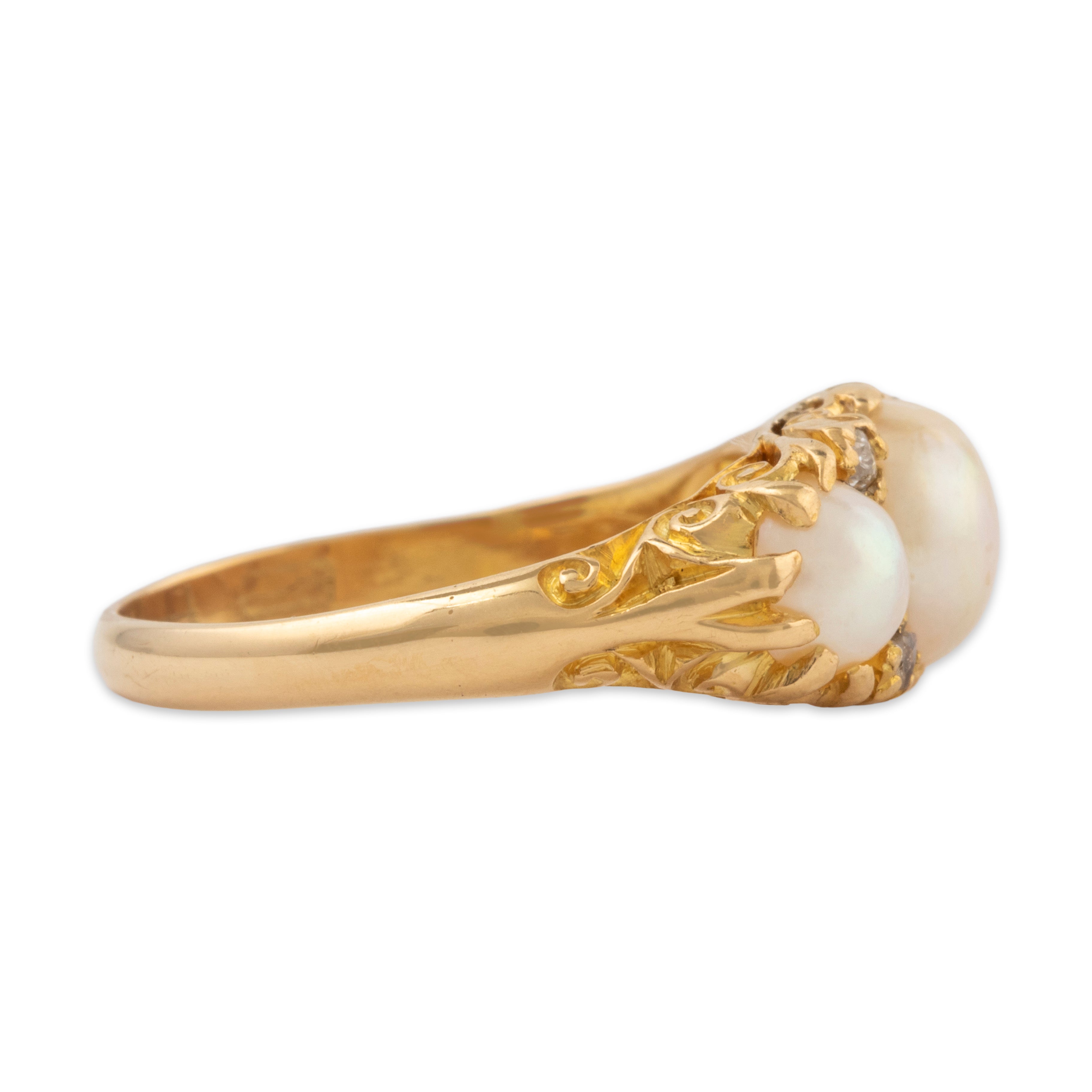 Antique 18k Yellow Gold Pearl Rose Cut Diamond Ring 7.25、mySite、hinf8tx79