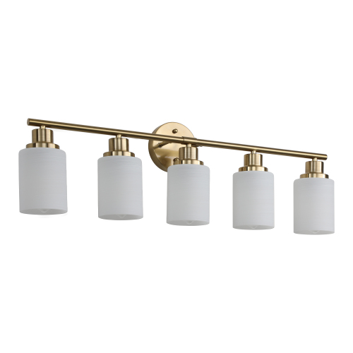 52" Modern 8-Light Vanity Wall Sconce, Golden Finish with Frosted Glass Shades for Bathroom or Hallway Lighting (No Bulbs)、、eastwooduniform