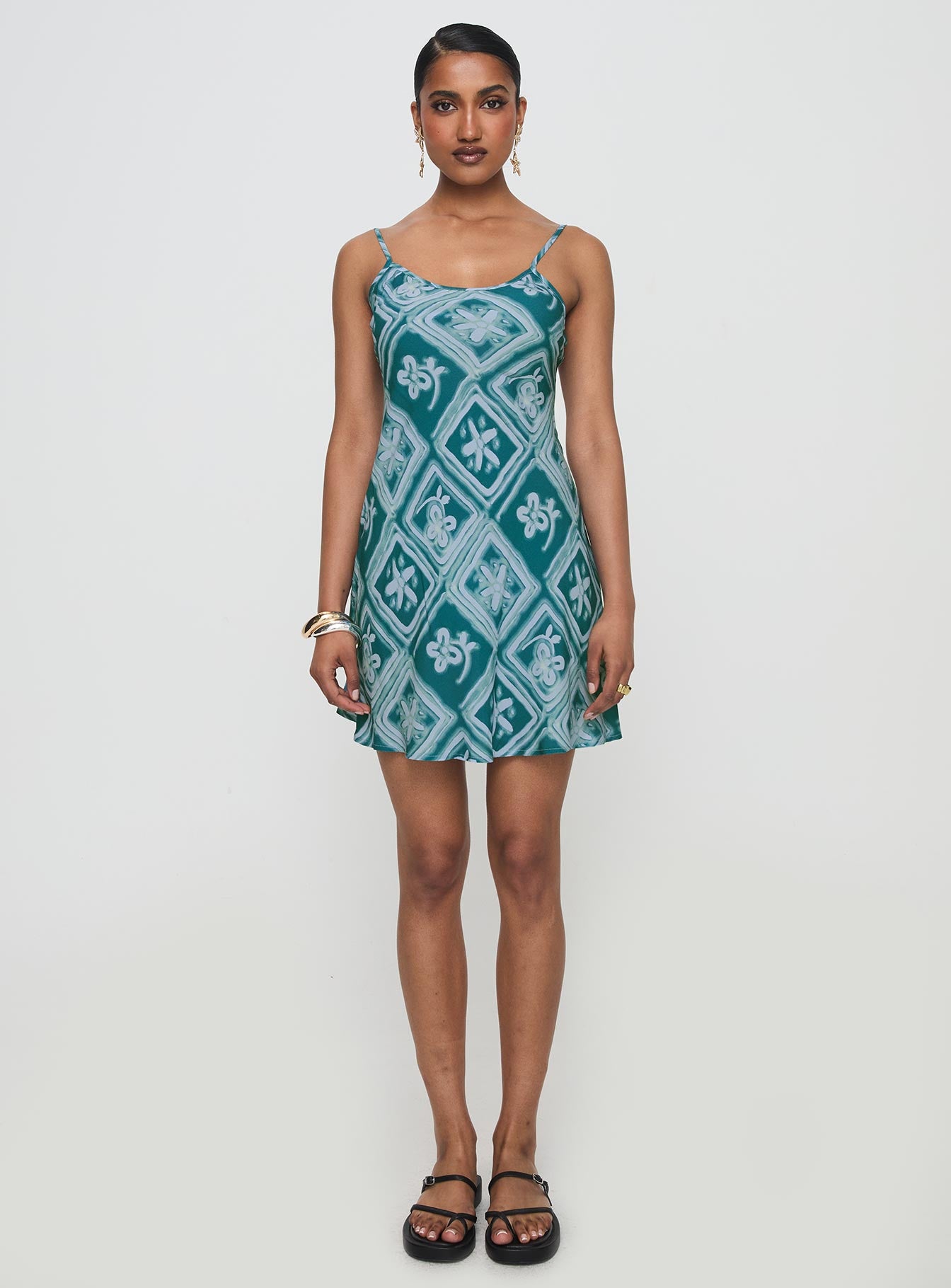 Vittorio Bias Cut Mini Dress Blue、mySite、solidvoid