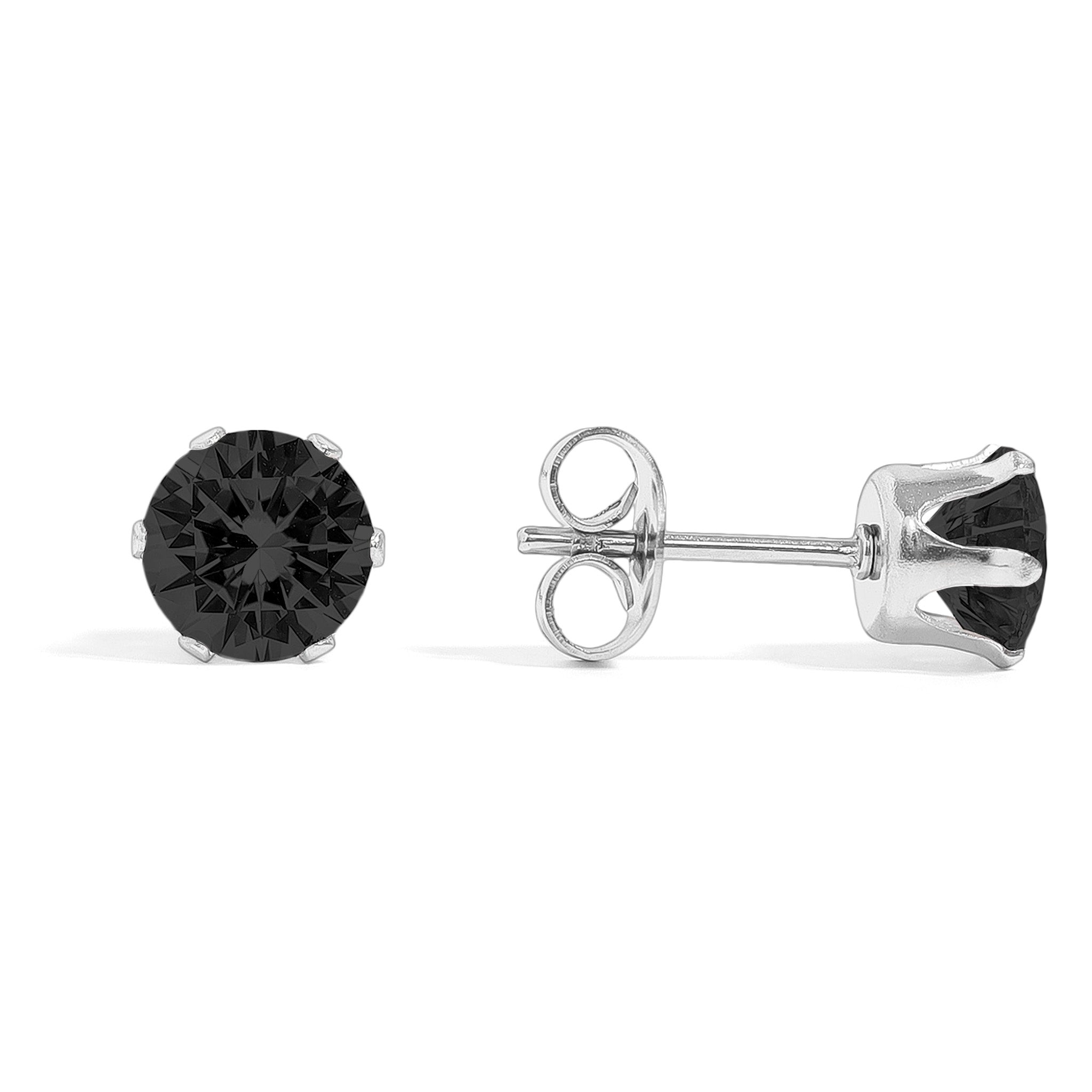 Black Stainless Steel Round CZ Stud Earrings / ERJ3159、mySite、dreamappss