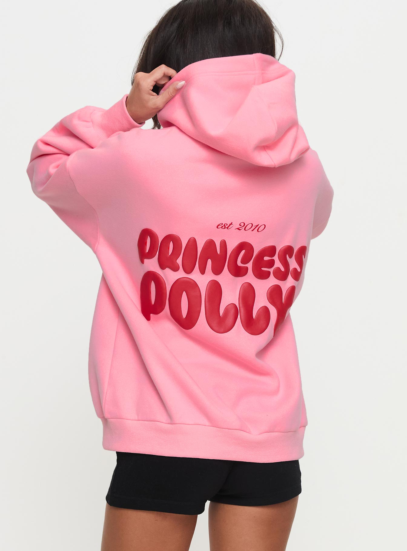 Princess Polly Hooded Sweatshirt Bubble Text Pink / Red、mySite、solidvoid